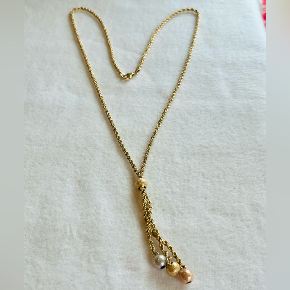 14K italy Yellow gold rope chain necklace